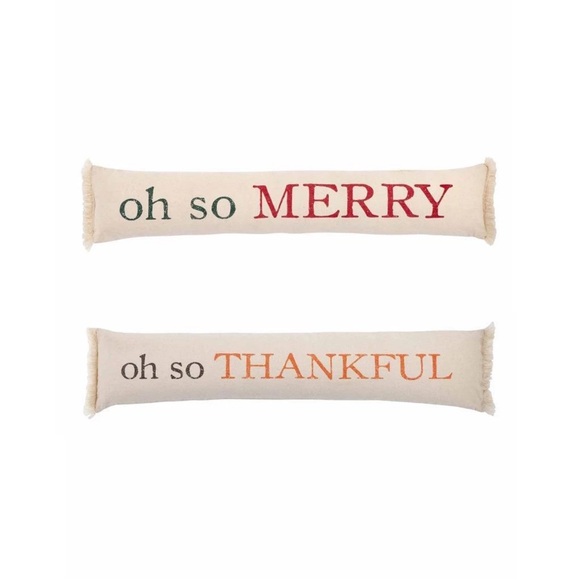 Mud Pie Home Oh So Merry Thankful Long Reversible Thanksgiving Christmas Pillow - Picture 1 of 9